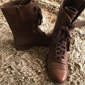 Zip up combat boots